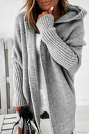 Yasmin | Women's Hooded Open Front Long Knit Cardigan