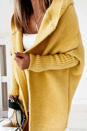 Yasmin | Women's Hooded Open Front Long Knit Cardigan