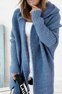 Yasmin | Women's Hooded Open Front Long Knit Cardigan