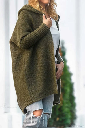 Yasmin | Women's Hooded Open Front Long Knit Cardigan