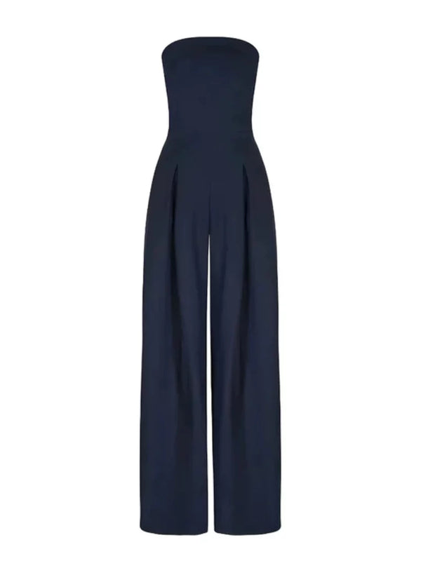 Francesca | Women's Strapless Wide Leg Black Evening Jumpsuit