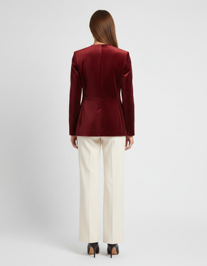 Genevieve | Women's Tailored Single Button Velvet Blazer