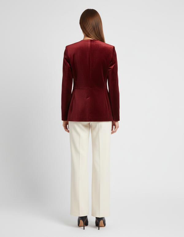 Genevieve | Women's Tailored Single Button Velvet Blazer