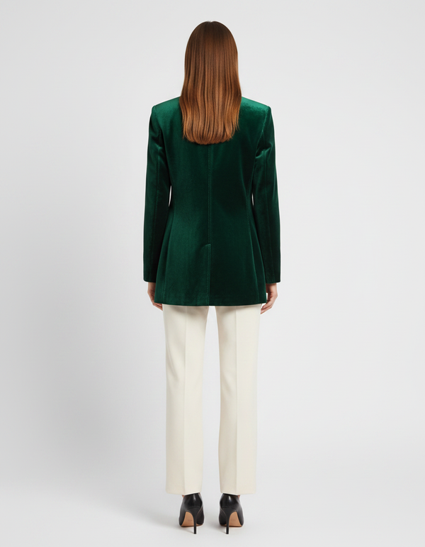 Genevieve | Women's Tailored Single Button Velvet Blazer
