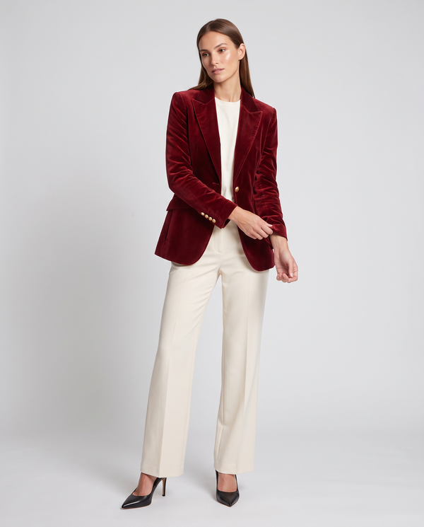 Genevieve | Women's Tailored Single Button Velvet Blazer