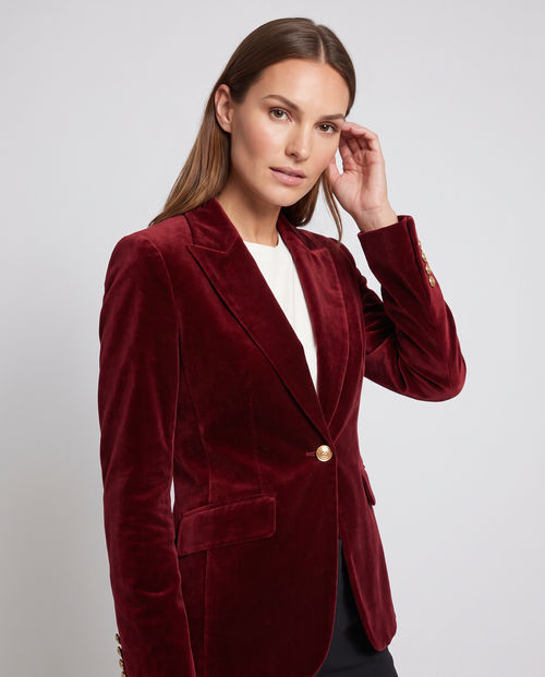 Genevieve | Women's Tailored Single Button Velvet Blazer