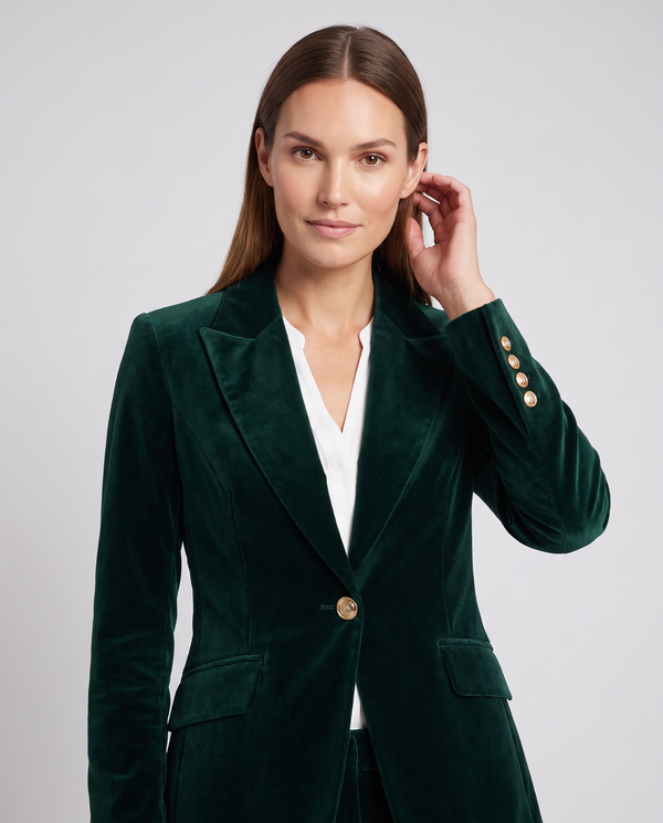 Genevieve | Women's Tailored Single Button Velvet Blazer