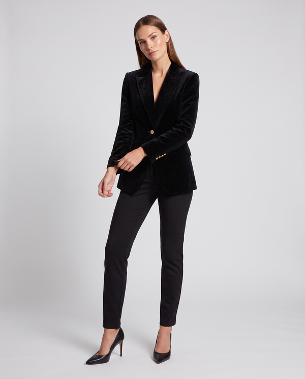 Genevieve | Women's Tailored Single Button Velvet Blazer