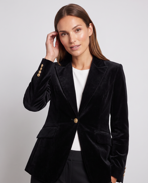 Genevieve | Women's Tailored Single Button Velvet Blazer