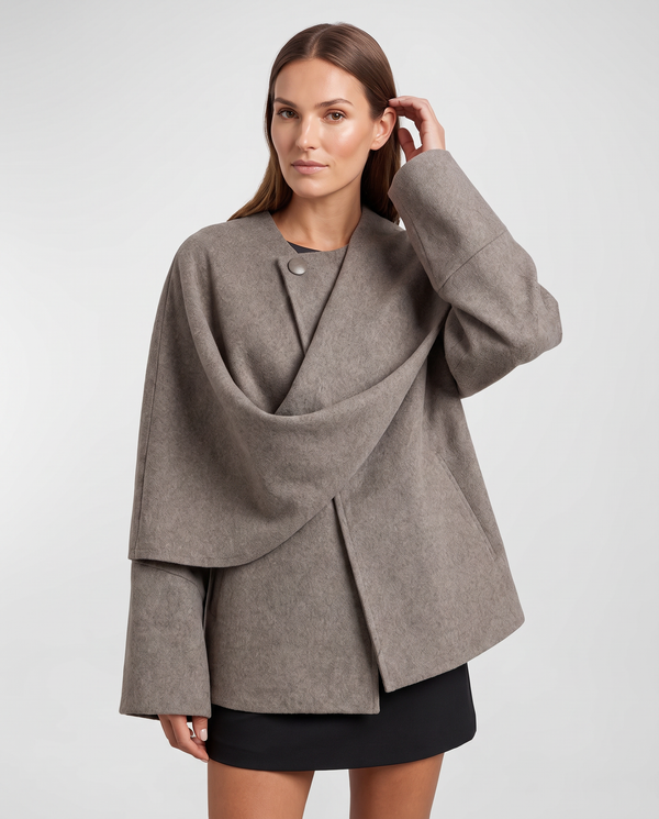 Odette Cape Coat with Built-In Scarf
