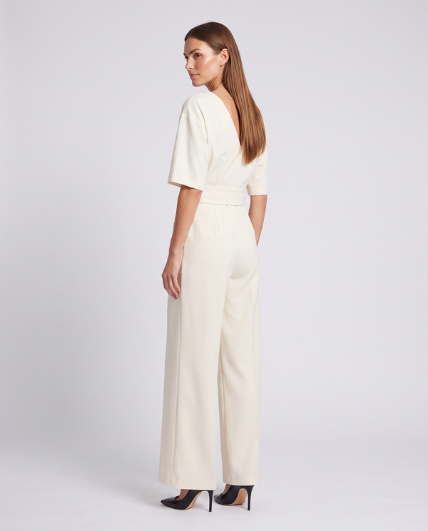 Amelie | Women's V-Neck Wrap Waist Wide Leg Jumpsuit
