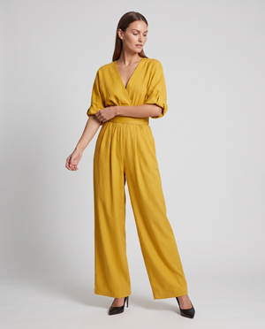 Amelie | Women's V-Neck Wrap Waist Wide Leg Jumpsuit
