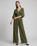 Amelie | Women's V-Neck Wrap Waist Wide Leg Jumpsuit