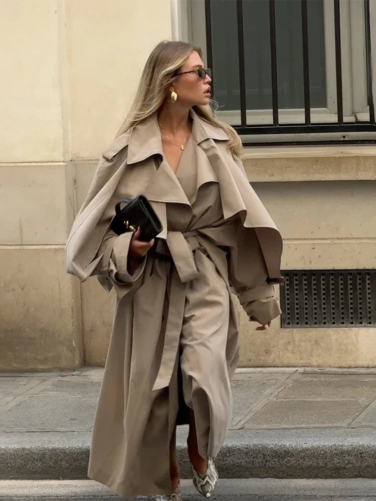 Simone Lace-Up Funnel Neck Trench Coat