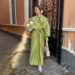 Simone Lace-Up Funnel Neck Trench Coat