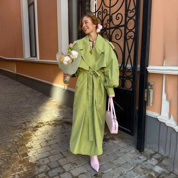 Simone Lace-Up Funnel Neck Trench Coat