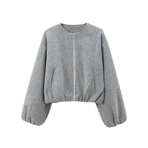Adèle Cropped Fleece Bomber Jacket