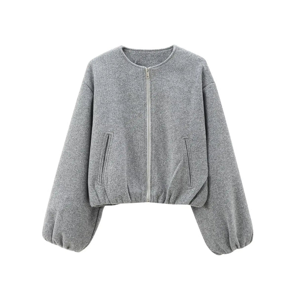 Adèle Cropped Fleece Bomber Jacket