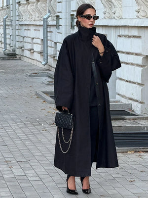 Simone Lace-Up Funnel Neck Trench Coat