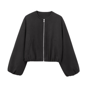 Adèle Cropped Fleece Bomber Jacket