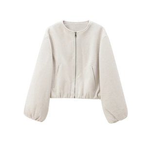 Adèle Cropped Fleece Bomber Jacket