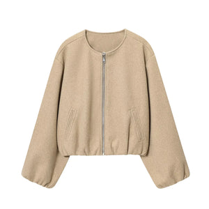 Adèle Cropped Fleece Bomber Jacket
