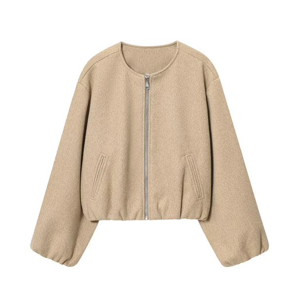 Adèle Cropped Fleece Bomber Jacket