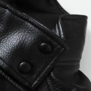 Léonie Oversized Button-Up Leather Jacket