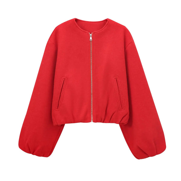 Adèle Cropped Fleece Bomber Jacket