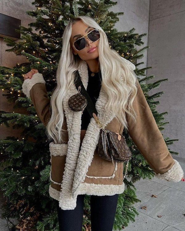 Noémie Faux Shearling Contrast Panel Jacket