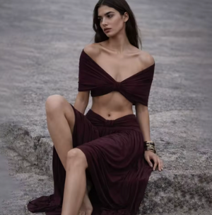 Léonie Off-Shoulder Ruched Maxi Set