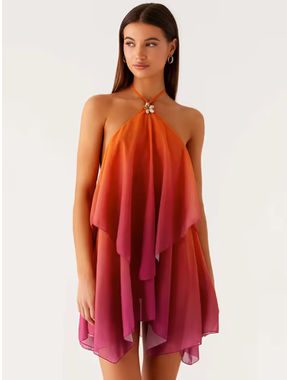 Séraphine Halter Drape Chiffon Mini