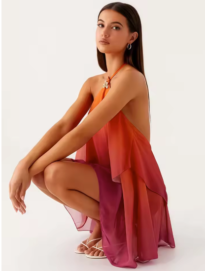 Séraphine Halter Drape Chiffon Mini