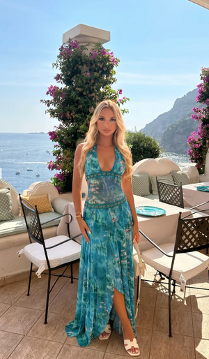 Marina Beaded Halter Maxi Dress