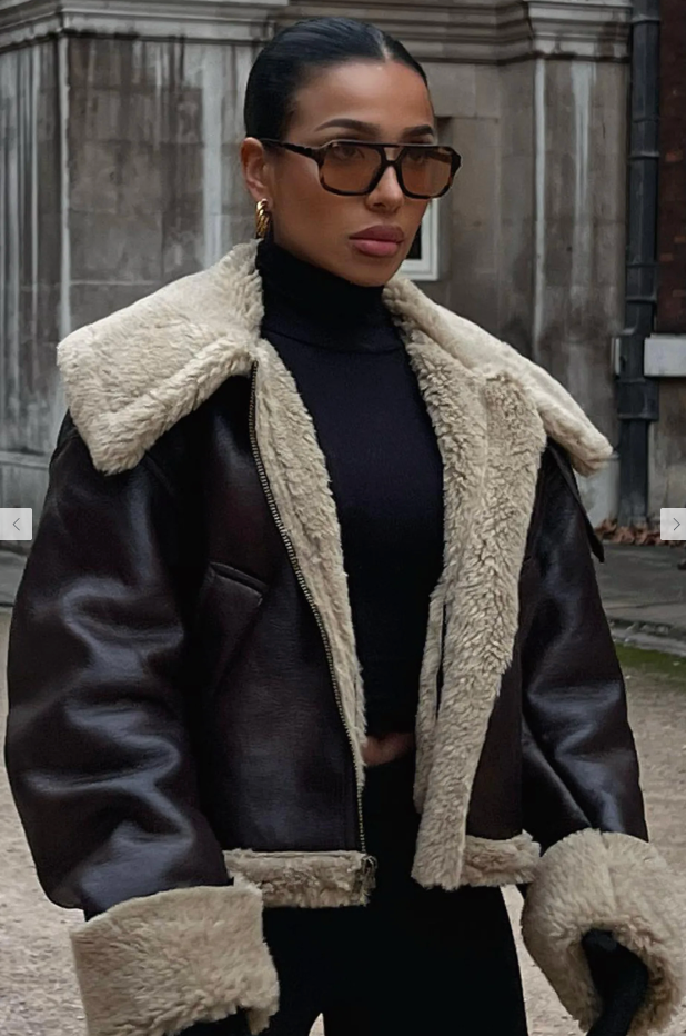 Harper Shearling Faux Suede Jacket