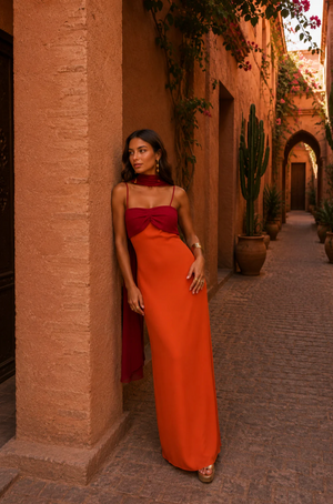 Salomé Bicolour Tulle Cape Maxi Dress