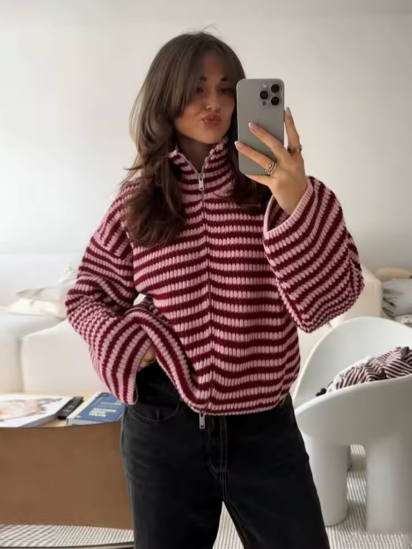 Pauline Oversized Zip Knit Sweater