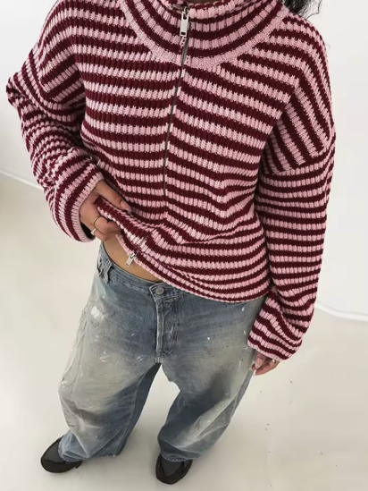 Pauline Oversized Zip Knit Sweater
