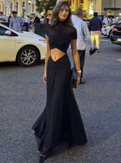 Victoire Hollow-Out Ruched Bodycon Maxi Dress