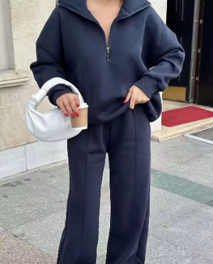 Marguerite Collared Sweatshirt & Wide-Leg Trouser Co-Ord Set