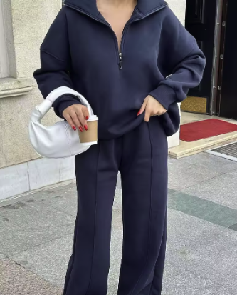 Marguerite Collared Sweatshirt & Wide-Leg Trouser Co-Ord Set