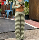 Geneviève Y2K Striped Wide-Leg Lounge Trousers