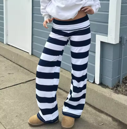 Geneviève Y2K Striped Wide-Leg Lounge Trousers