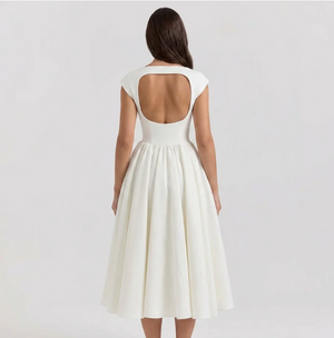 Simone Structured Cap Sleeve Midi Dress