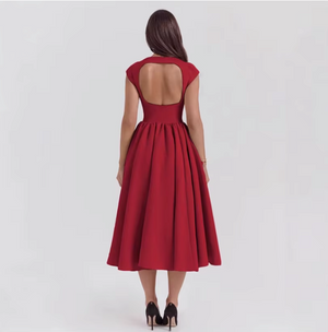 Simone Structured Cap Sleeve Midi Dress