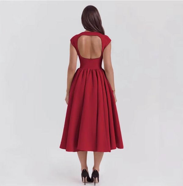 Simone Structured Cap Sleeve Midi Dress