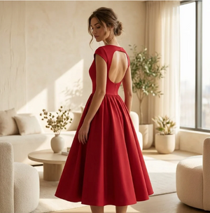 Simone Structured Cap Sleeve Midi Dress