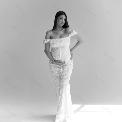 Chloé Off-Shoulder Pleated Lace Maternity Dress
