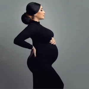 Noémie Turtleneck Slim-Fit Maternity Maxi Dress