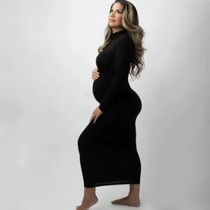 Noémie Turtleneck Slim-Fit Maternity Maxi Dress